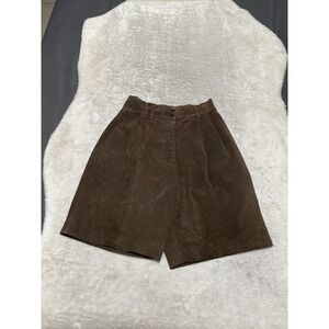 David Hollis Shorts Women's 8 Leather Brown Bermuda Genuine Leather High Waisted